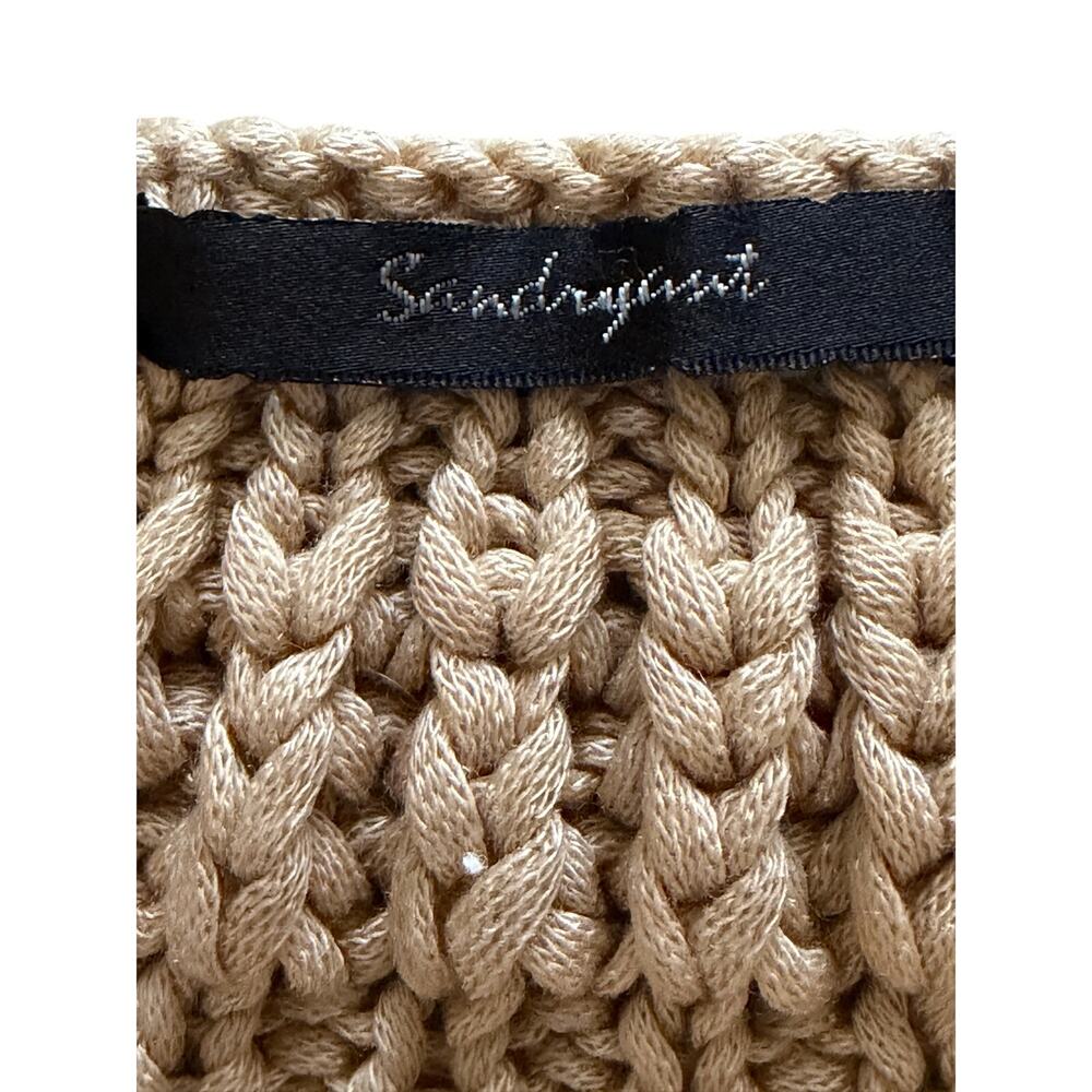 Granny Knit Tan Shoulder Cover Shrug with Tie Front - Picture 5 of 9